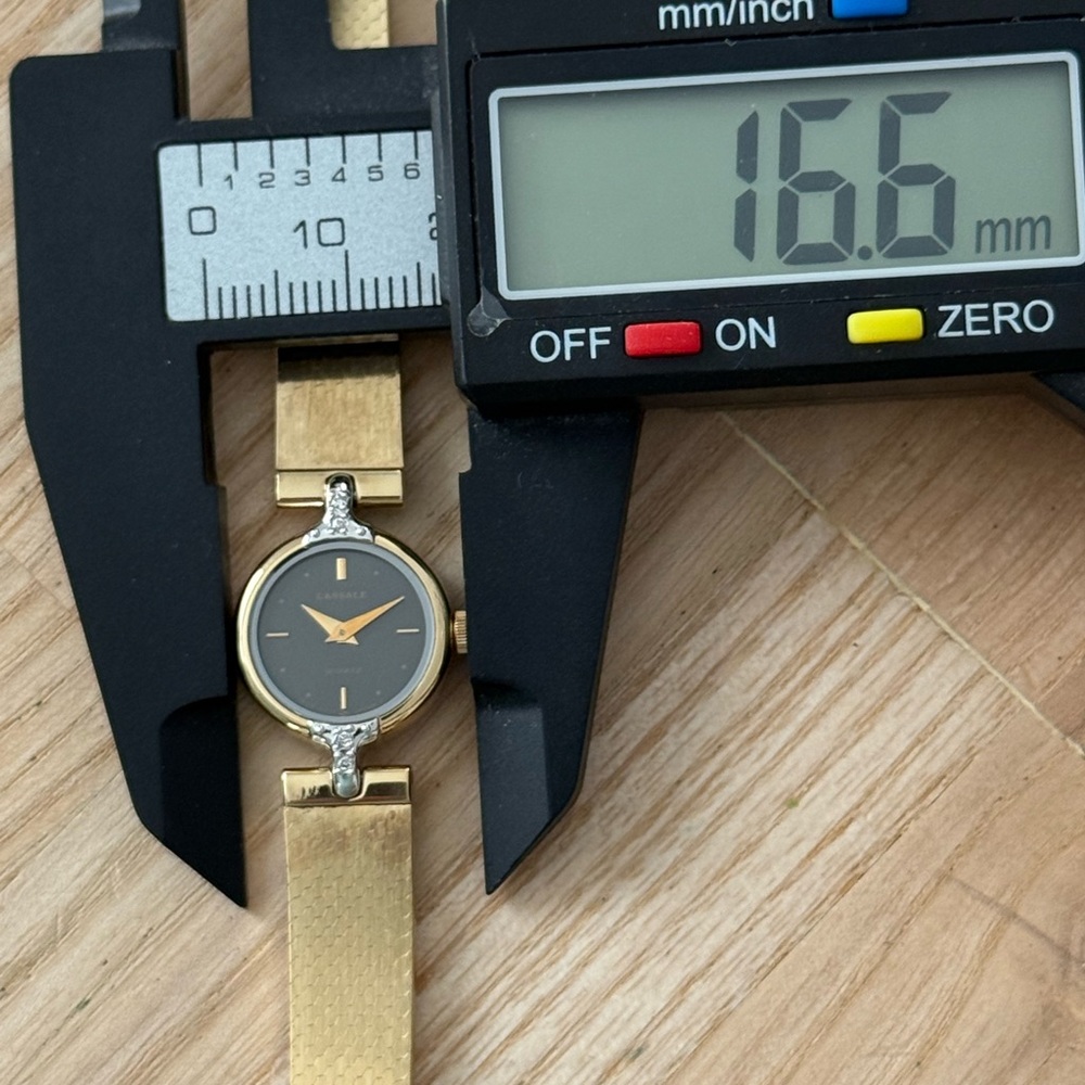 Lassale Rare Diamond Vintage Ladies Watch Gold Plated Bracelet Case Black Dial - Picture 13 of 16